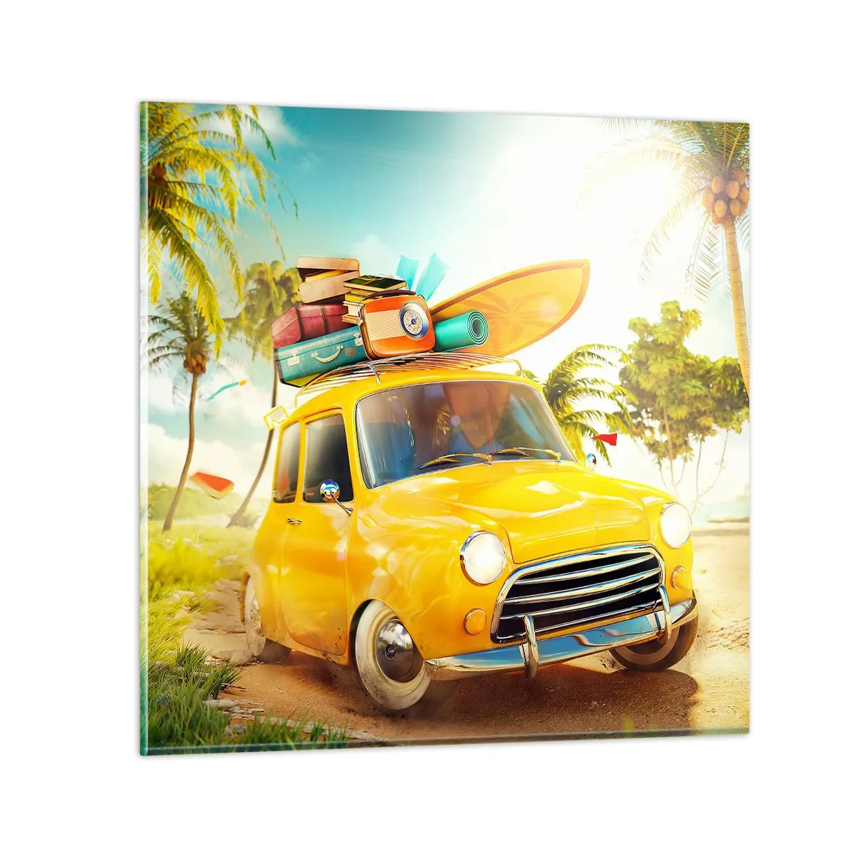 Glastavla - Bild på glas - Resa för flera leenden - 50x50 cm