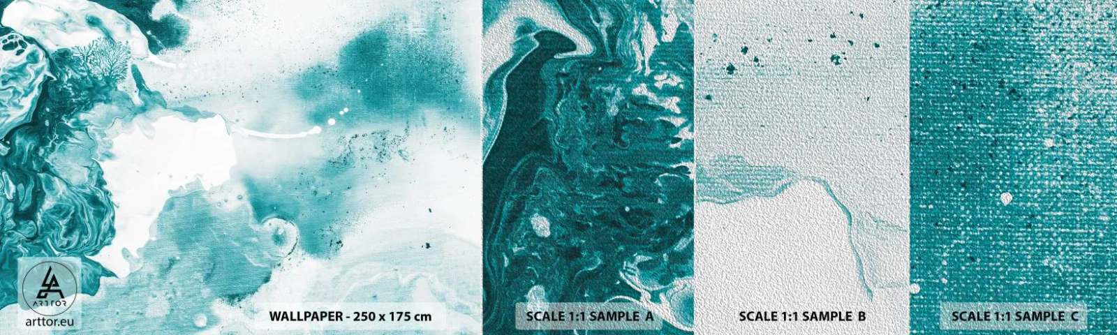 Provbit av fototapet Premium Sand - Blåa laguner - Abstraktion, Bit, Modern konst. - 100x30 cm