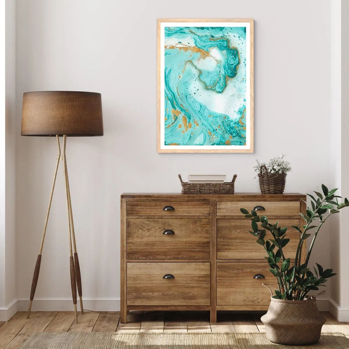 Affisch i ram av ljusek - Under stora vågen från Edo-tiden - 70x100 cm