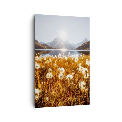 Canvastavla - Bild på duk - Bergets hårdhet, gräsets mjukhet - 80x120 cm