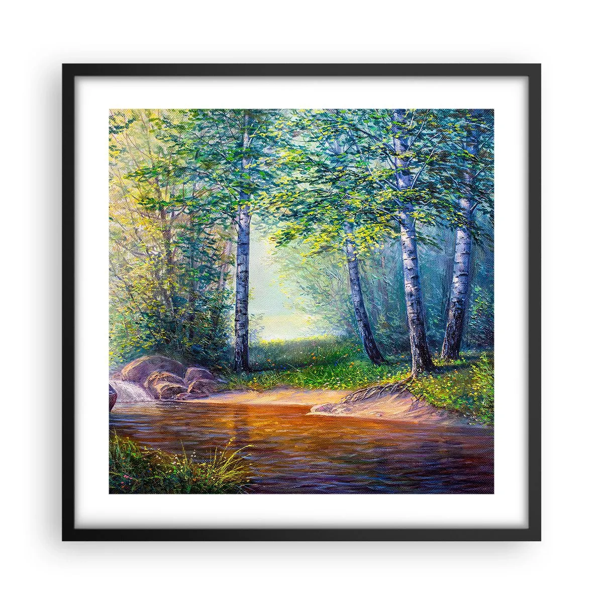 Affisch i svart ram - Idyllisk vy - 50x50 cm