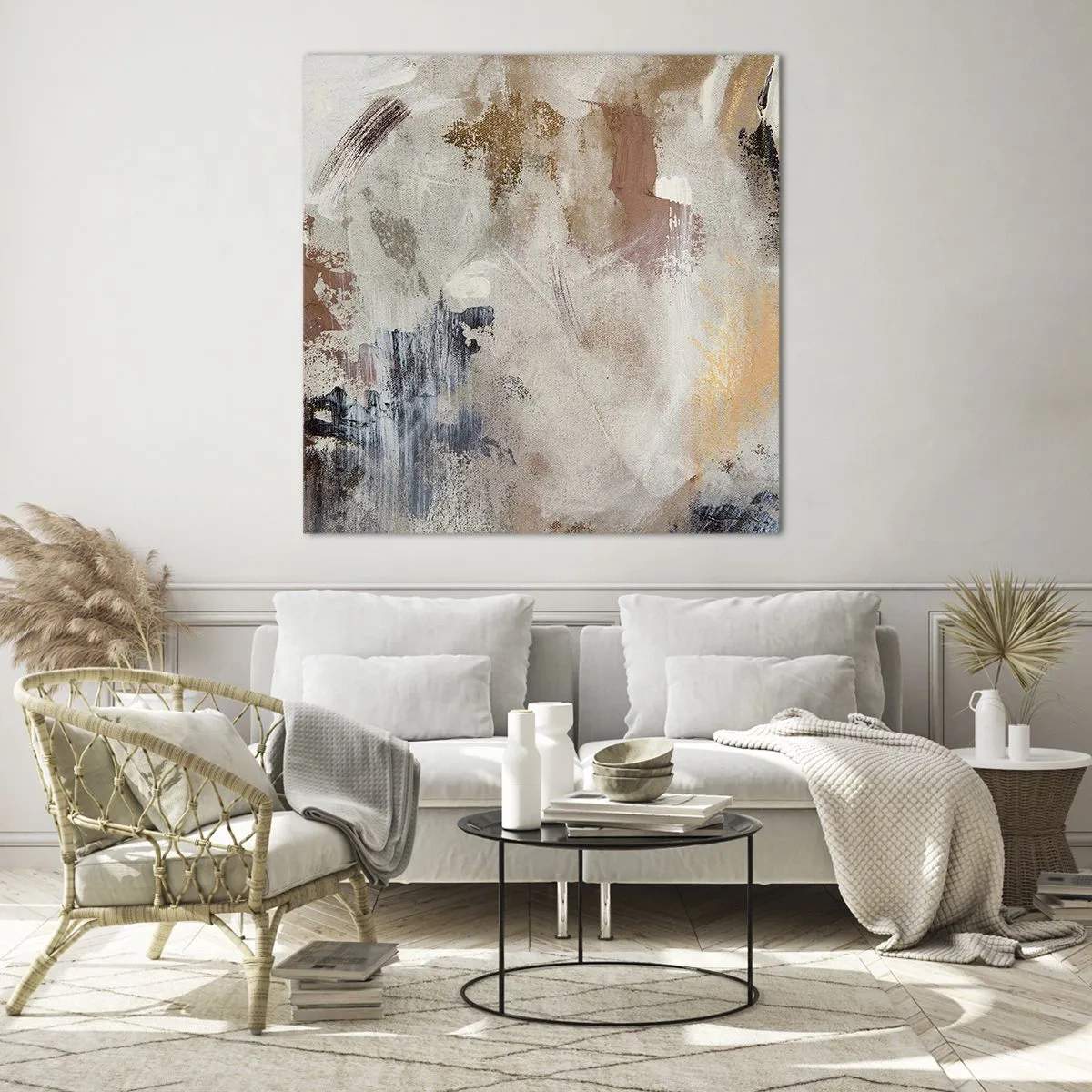 Glastavla - Bild på glas - Dimmig abstraktion - 70x70 cm