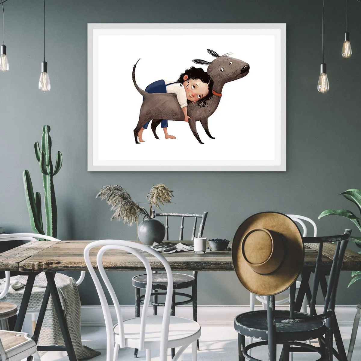 Affisch i vit ram - Bästa vänner - 70x50 cm