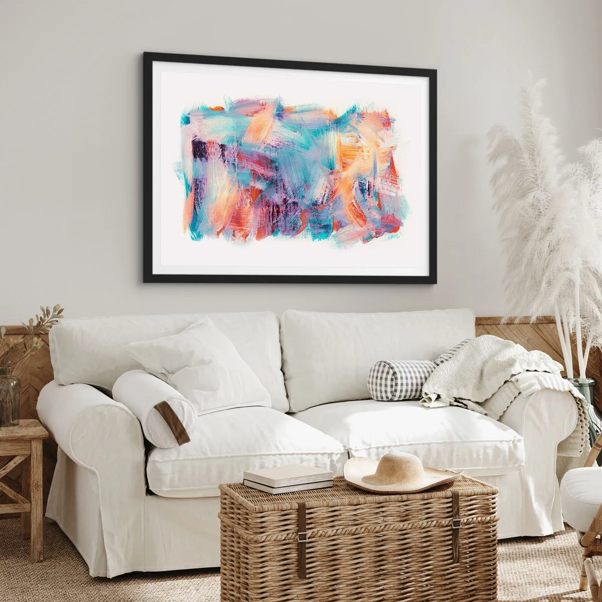 Affisch i svart ram - Färgglad röra - 70x50 cm