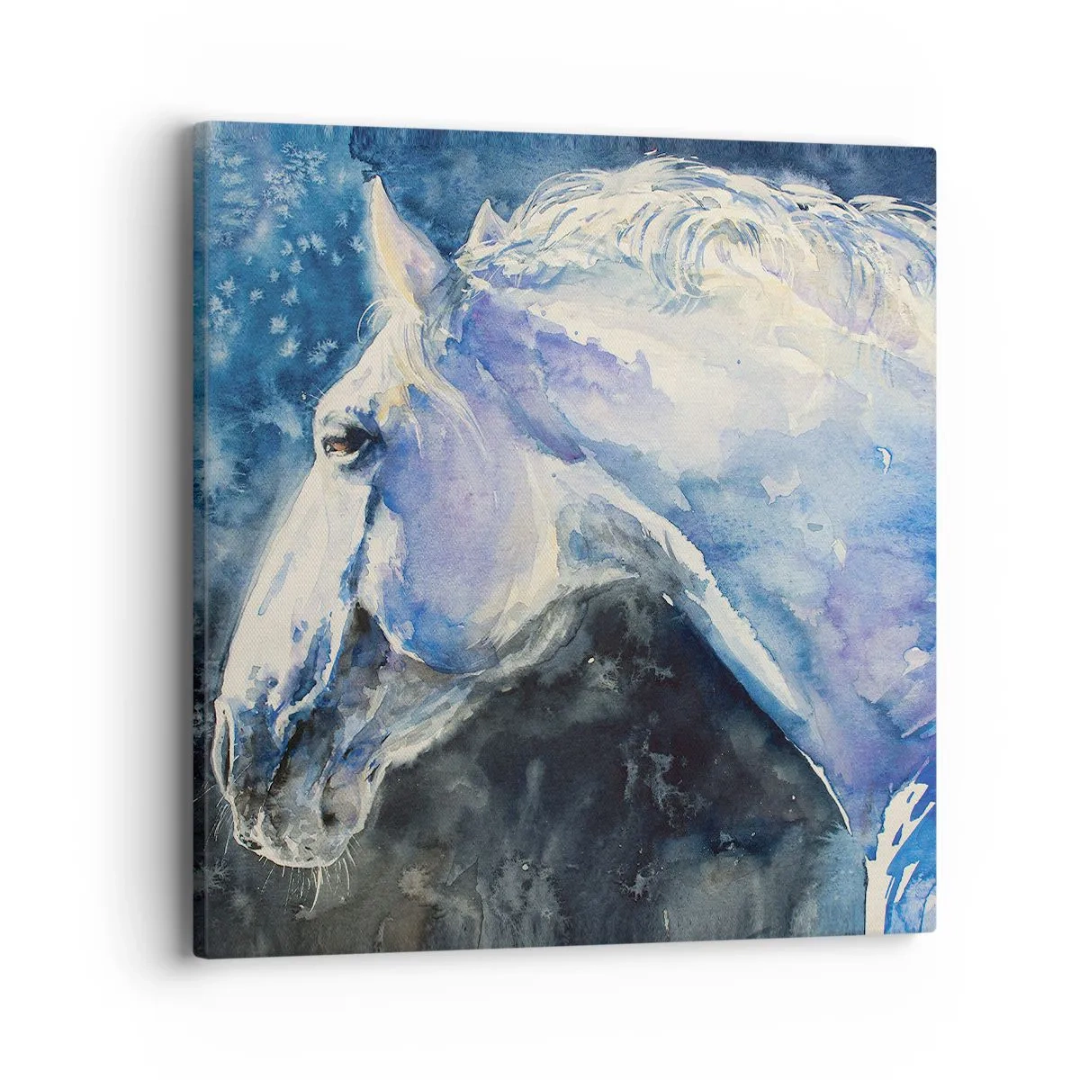 Canvastavla - Bild på duk - Porträtt i blått sken - 40x40 cm