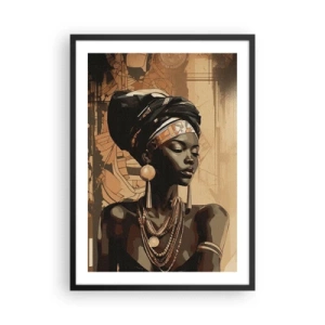 Affisch i svart ram - Porträtt av en afrikansk kvinna som bär traditionella ornament - 50x70cm - Afrikanskt majestät - Modern väggdekoration för vardagsrum och sovrum ARTTOR
