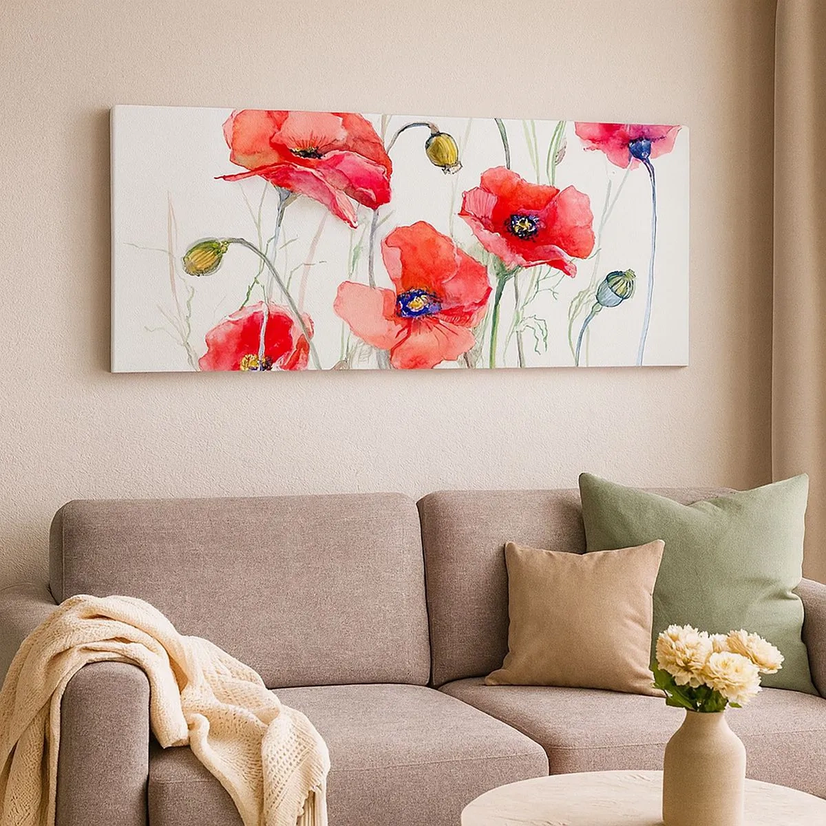 Canvastavla - Bild på duk - Polska blommor - 100x40 cm