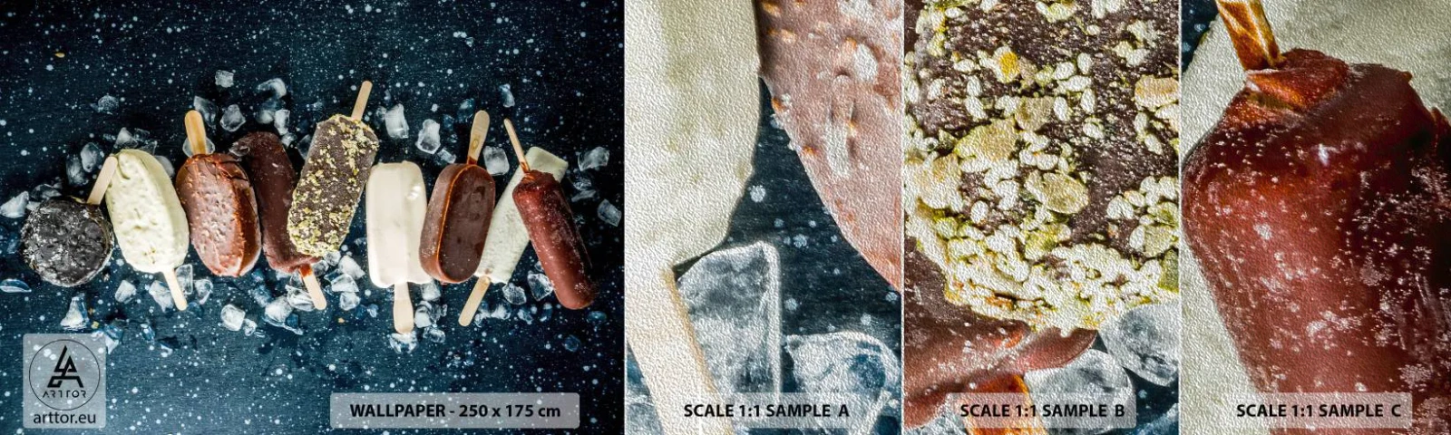 Provbit av fototapet Premium Sand - Smak av varm sommar - Glass, Gastronomi, Mat - 100x30 cm