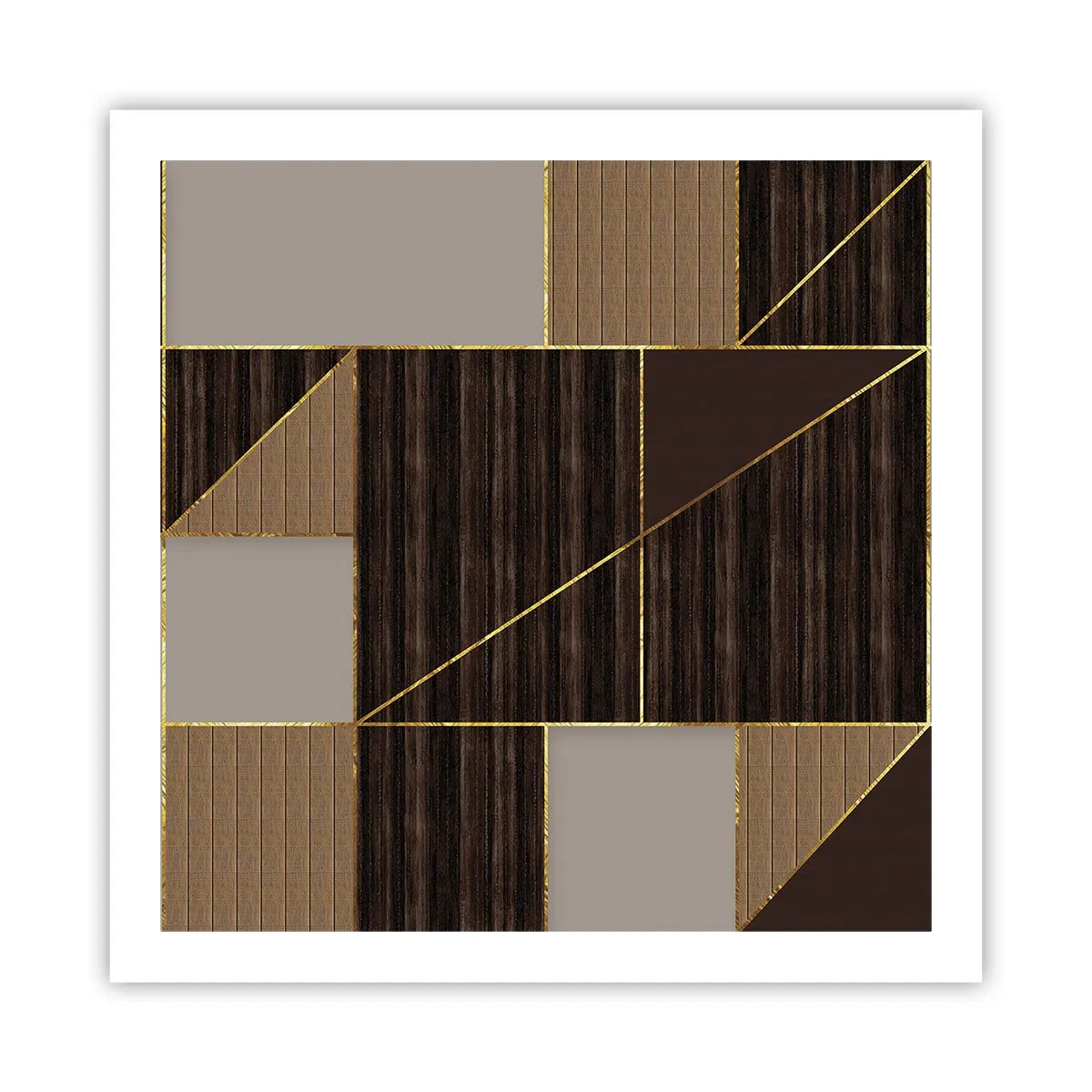 Affisch - Mosaik av brun och guld - 60x60 cm