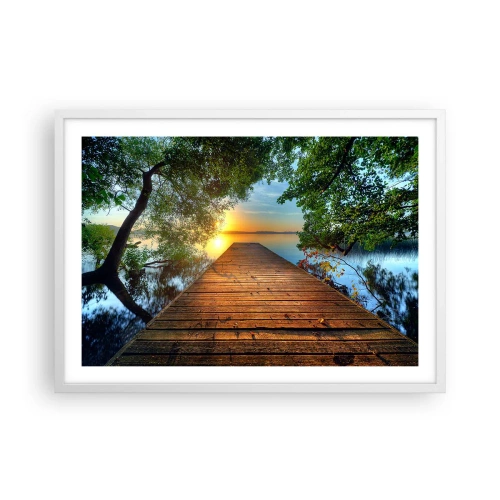 Affisch i vit ram - Sakta ner, sätt dig - 70x50 cm