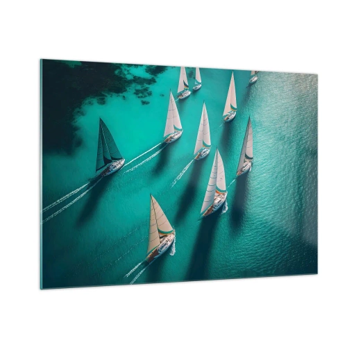 Glastavla - Bild på glas - Tävla med vinden - 100x70 cm