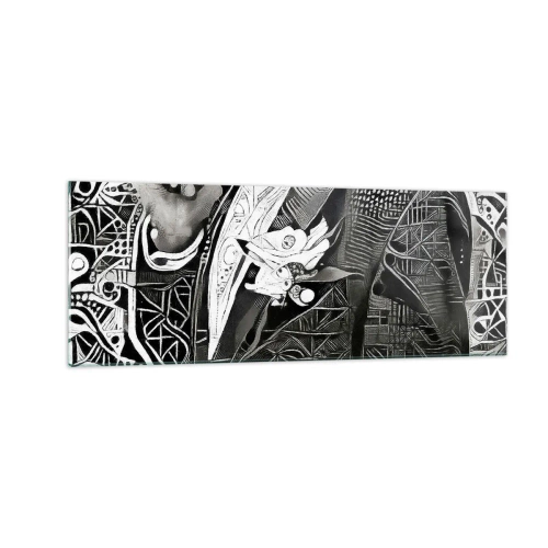 Glastavla - Bild på glas - Gråmänniska? - 140x50 cm