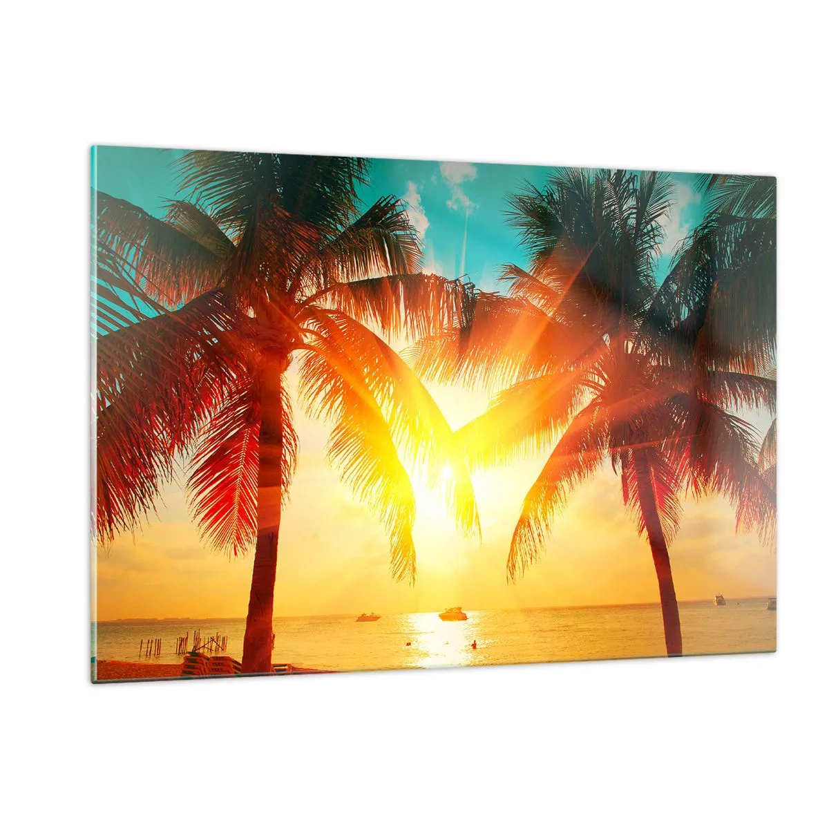Glastavla - Bild på glas - Exotisk par - 120x80 cm