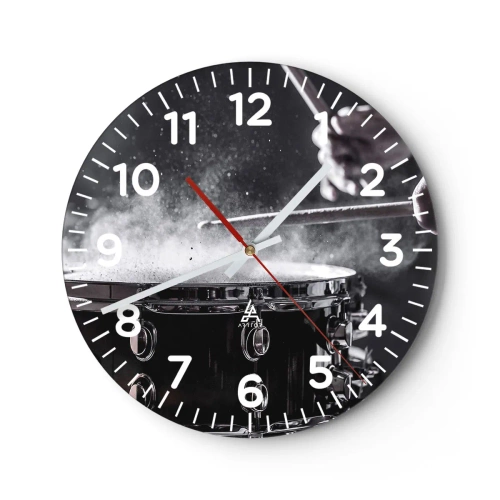 Väggklocka - Klocka på glas - Musikens puls - 40x40 cm