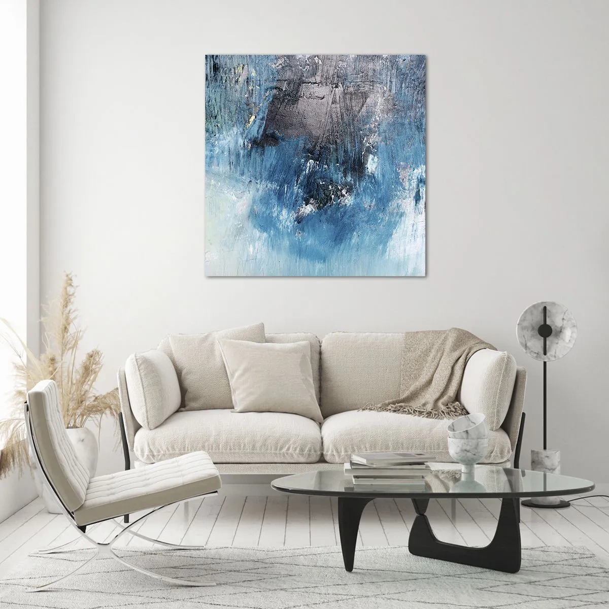 Glastavla - Bild på glas - Blå rapsodi - 40x40 cm