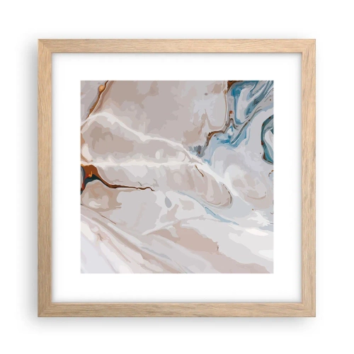 Affisch i ram av ljusek - Blåa meanderlopp under vithet - 30x30 cm