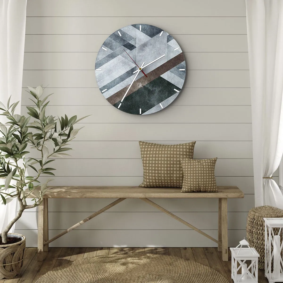 Väggklocka - Klocka på glas - Sofistikerad elegans i geometri - 40x40 cm