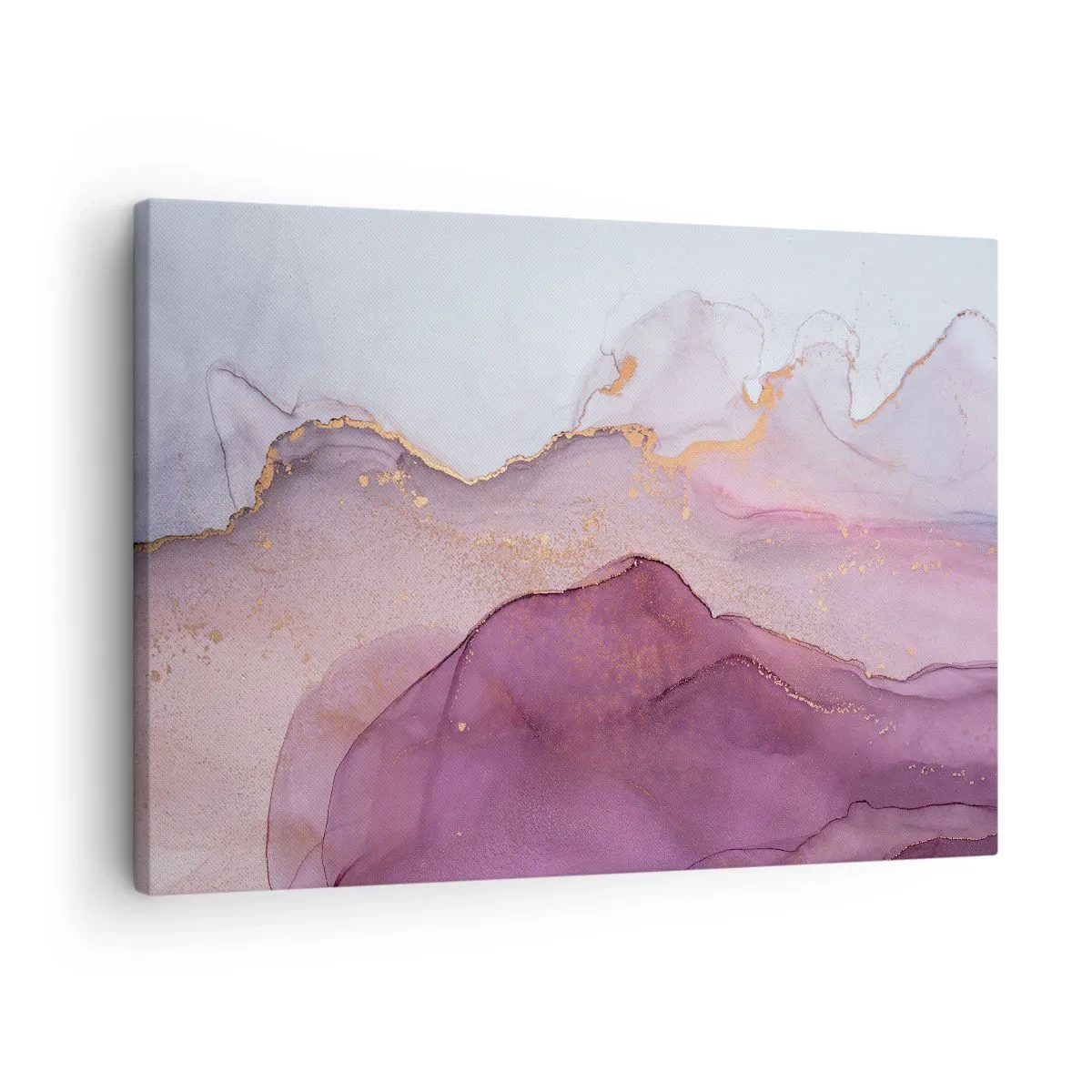Canvastavla - Bild på duk - En abstrakt komposition i nyanser av lila och guld. - 70x50cm - Lila och violett vågor - Modern väggdekoration för vardagsrum och sovrum ARTTOR