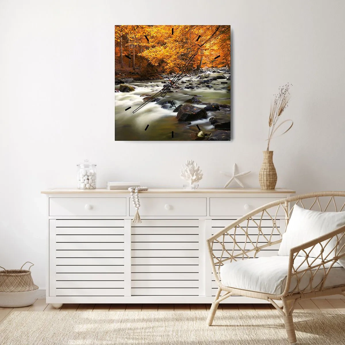 Väggklocka - Klocka på glas - Bäck i guldskogen - 30x30 cm