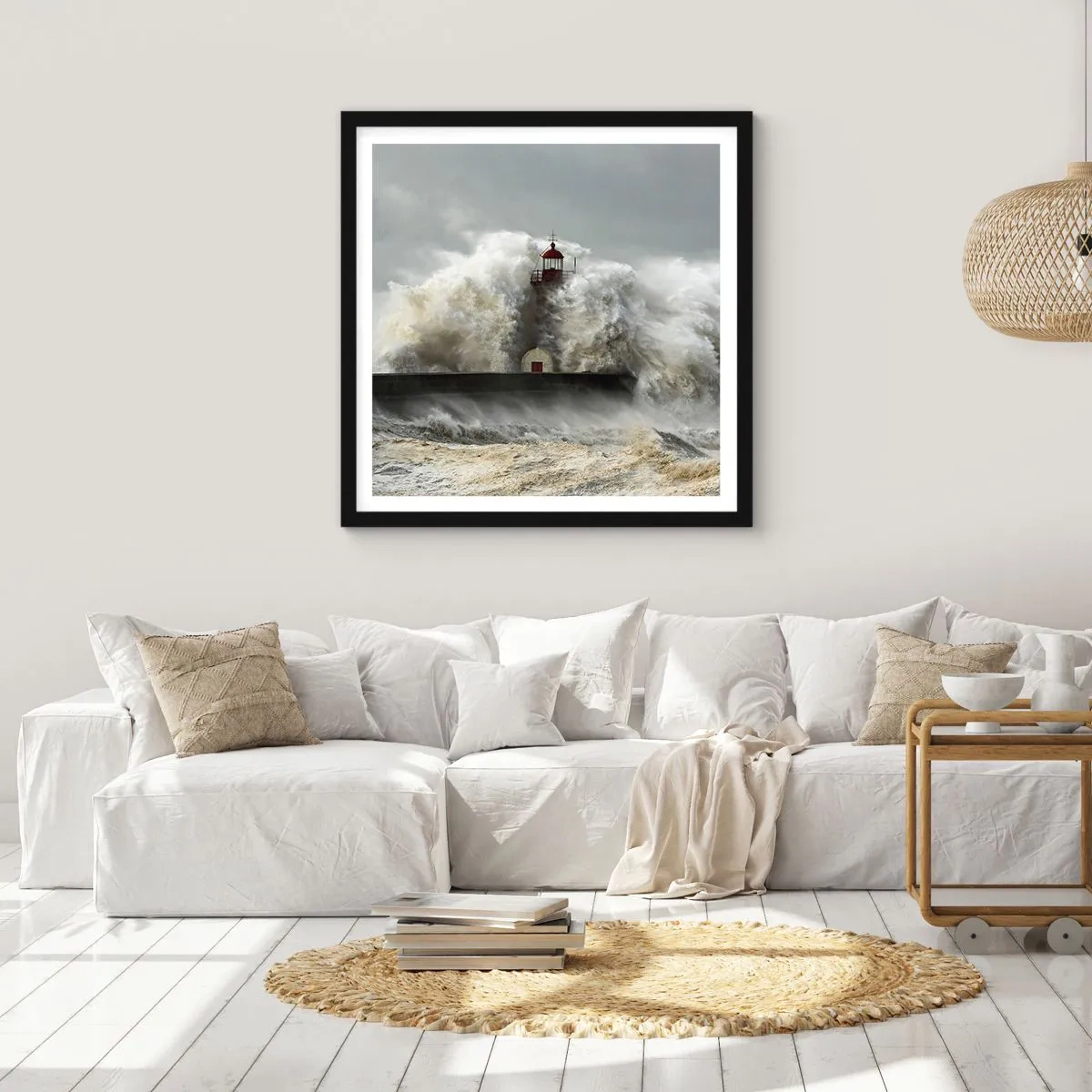 Affisch i svart ram - Havets ilska - 30x30 cm