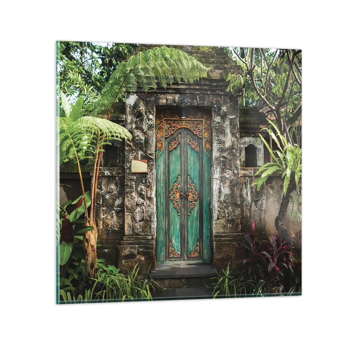 Glastavla - Bild på glas - Dörren till exotiska världen - 50x50 cm