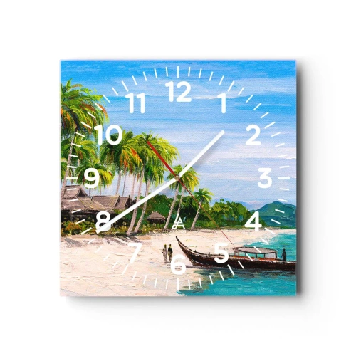 Väggklocka - Klocka på glas - En exotisk dröm - 40x40 cm