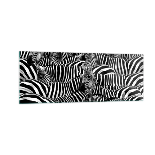 Glastavla - Bild på glas - Randig grupporträtt - 140x50 cm