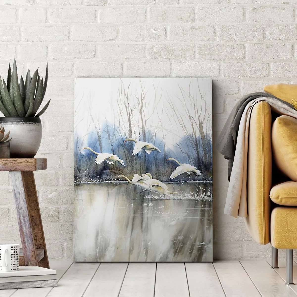 Canvastavla - Bild på duk - Som i en saga om vilda svanar - 50x70 cm