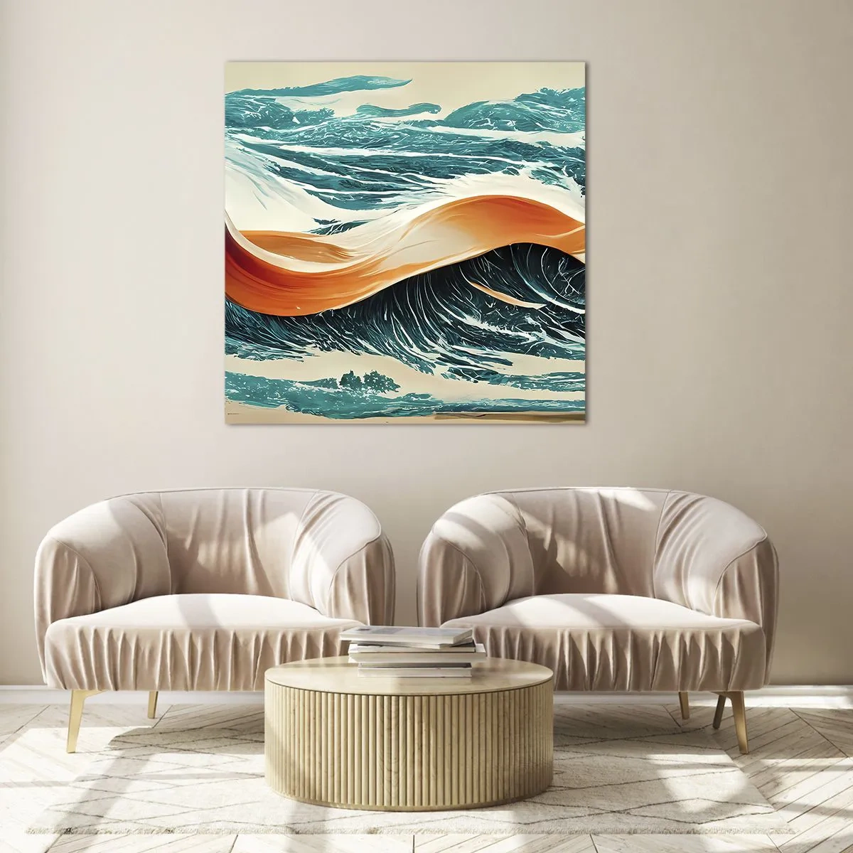 Glastavla - Bild på glas - Surfarens dröm - 40x40 cm