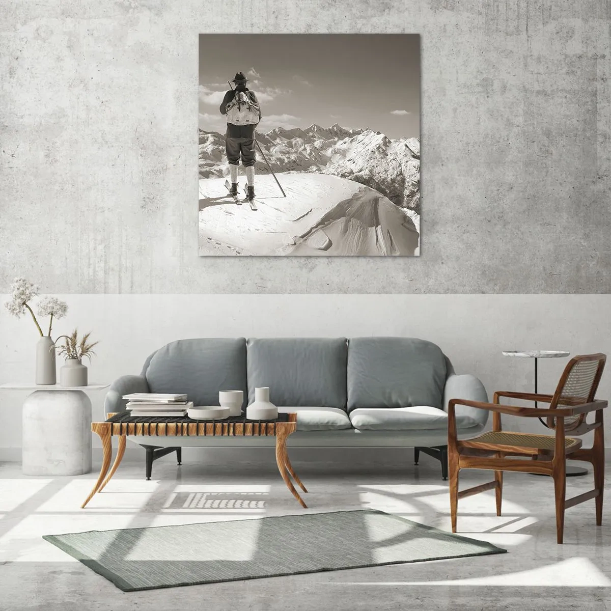 Glastavla - Bild på glas - Och fjällen är samma - 60x60 cm