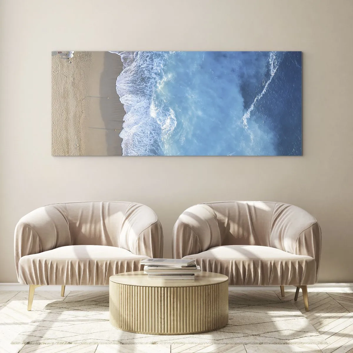 Glastavla - Bild på glas - Blå styrka - 100x40 cm