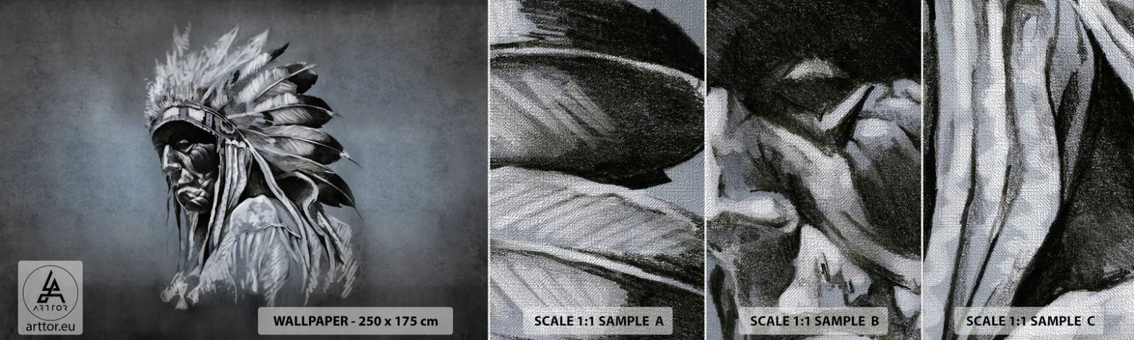 Provbit av fototapet Premium Canvas - Tillbaka till rötterna - indiska, Plym, Man - 100x30 cm