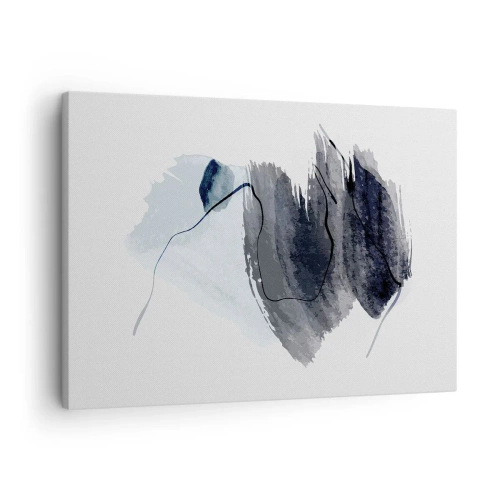 Canvastavla - Bild på duk - Abstrakt komposition i nyanser av grått och blått - 70x50cm - Intensitet och rörelse - Modern väggdekoration för vardagsrum och sovrum ARTTOR