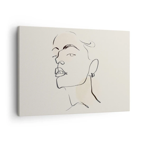 Canvastavla - Bild på duk - Minimalistisk skiss av en kvinnas ansikte - 70x50cm - Stolt blick - Modern väggdekoration för vardagsrum och sovrum ARTTOR