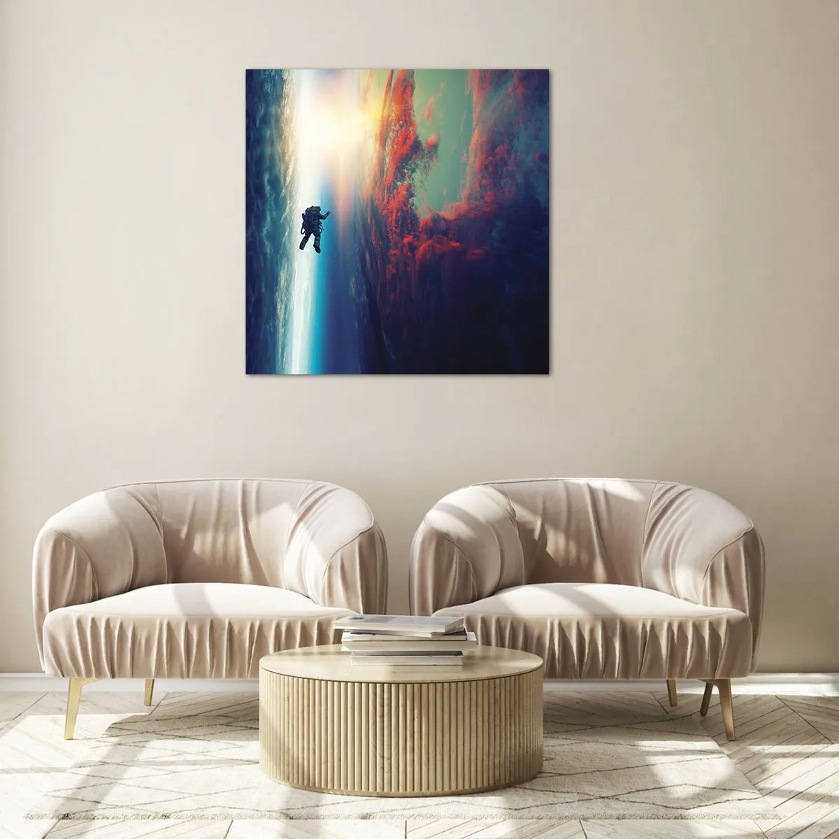 Glastavla - Bild på glas - Stå emot universumet - 60x60 cm
