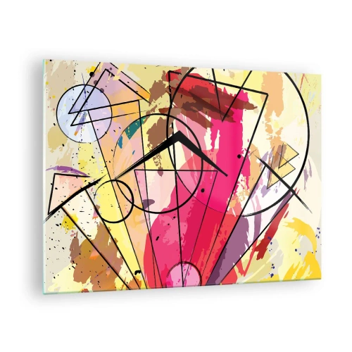 Glastavla - Bild på glas - Färgglad abstraktion med geometriska mönster och linjer - 70x50cm - Explosion  - Modern väggdekoration för vardagsrum och sovrum ARTTOR