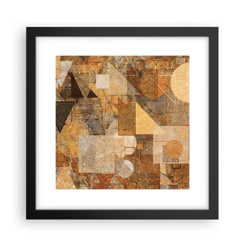 Affisch i svart ram - Kubistisk studie i brun - 30x30 cm