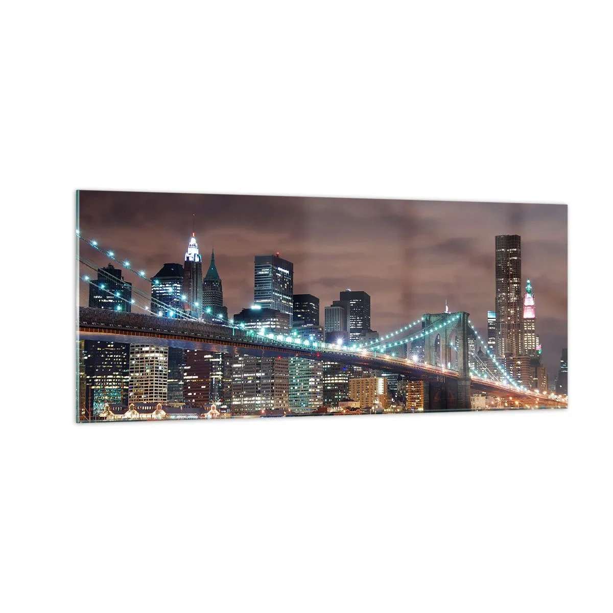 Glastavla - Bild på glas - Storstadens ljus - 100x40 cm