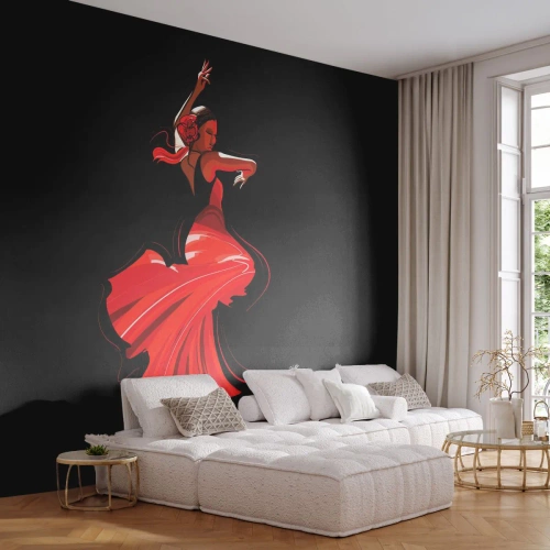 Självhäftande Fototapet Deluxe Sticker - Flamencos brinnande anda - Dansare, Flamenco, Dansa - 100x70 cm