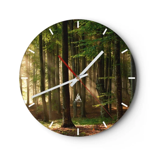 Väggklocka - Klocka på glas - Utstrålande på en vårmorgon - 40x40 cm