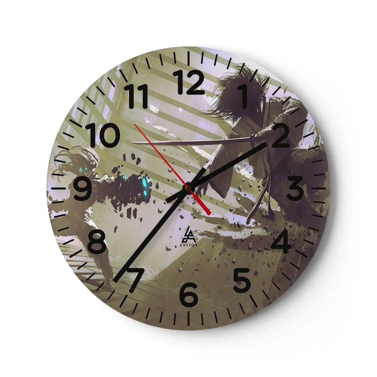 Väggklocka - Klocka på glas - Du kan också bli samuraj - 40x40 cm