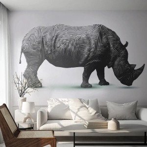 Fototapet Premium Canvas - Naturens geometriska skönhet - Djur, Noshörning, Grafik - 250x175 cm