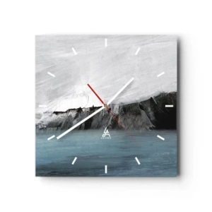 Väggklocka - Klocka på glas - Vatten - jord: en krock mellan elementen - 40x40 cm