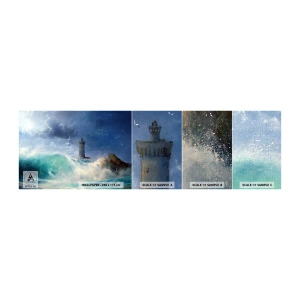 Provbit av självhäftande fototapet Deluxe Sticker - På vakt mot elementen - Landskap, Fyr, Storm - 100x30 cm