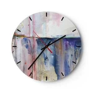 Väggklocka - Klocka på glas - Färgrika intryck och associationer - 40x40 cm