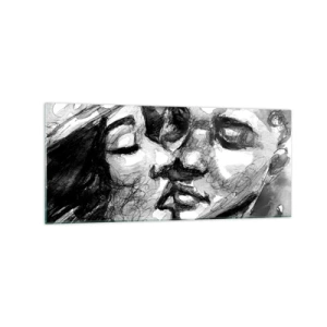 Glastavla - Bild på glas - Ett ömt ögonblick - 120x50 cm