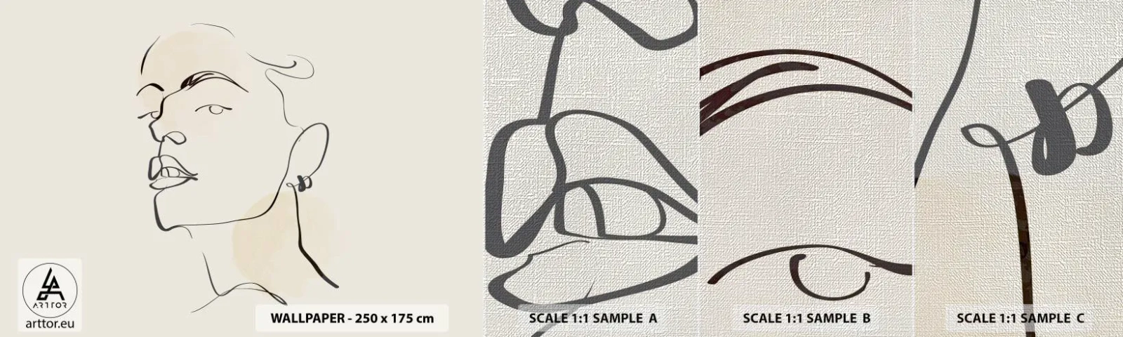 Provbit av fototapet Premium Canvas - Stolt blick - Kvinnans ansikte, Porträtt av en kvinna, Grafik - 100x30 cm