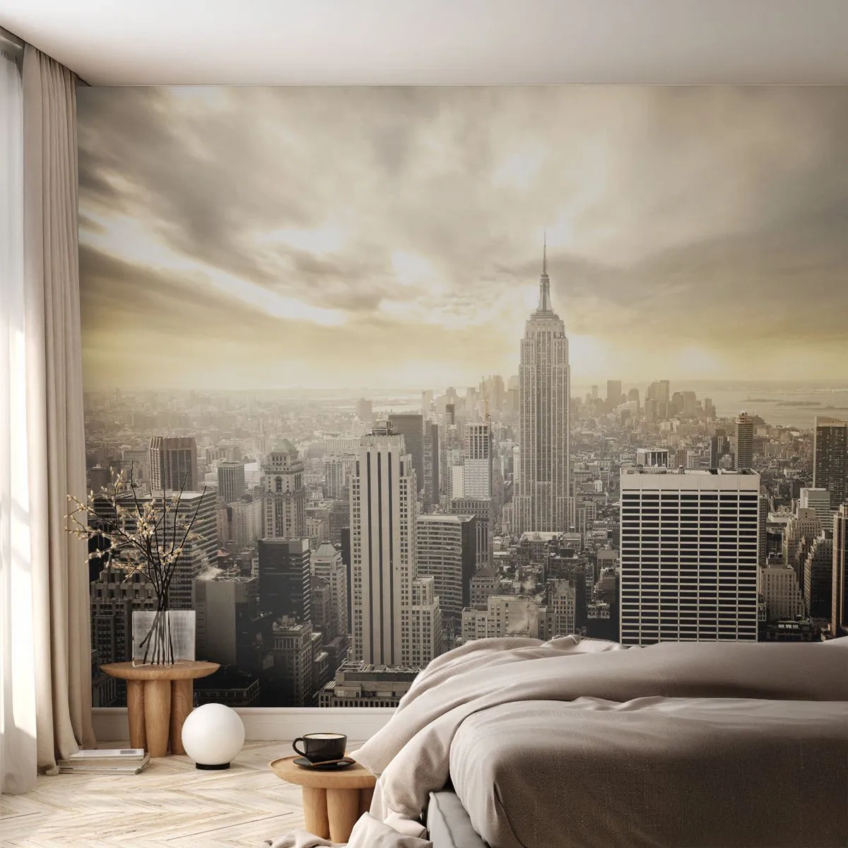 Självhäftande Fototapet Deluxe Sticker - New York i grånyanser - Stad, New York, Manhattan - 250x175 cm