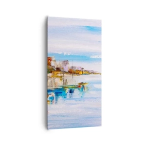 Canvastavla - Bild på duk - Flerfärgad urban hamn - 65x120 cm