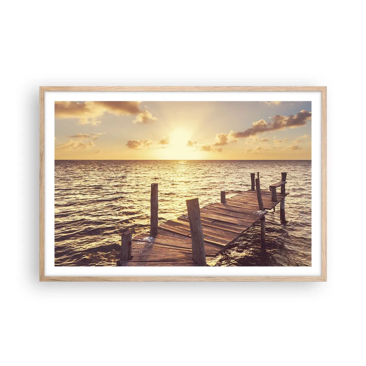 Affisch i ram av ljusek - Gyllene mildhetslandskap - 91x61 cm
